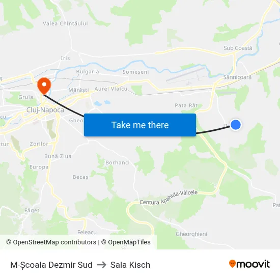 M-Școala Dezmir Sud to Sala Kisch map