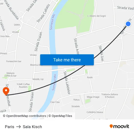 Paris to Sala Kisch map