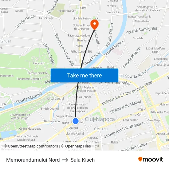 Memorandumului Nord to Sala Kisch map