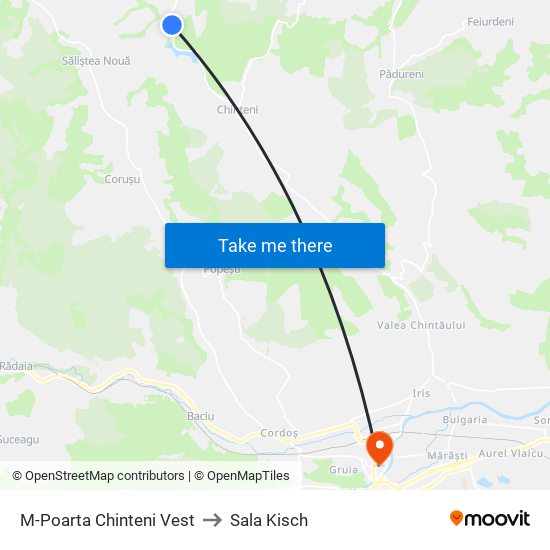 M-Poarta Chinteni Vest to Sala Kisch map