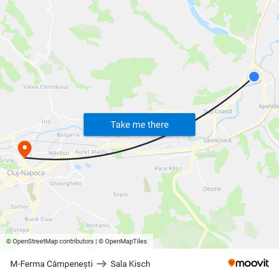 M-Ferma Câmpenești to Sala Kisch map