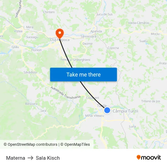 Materna to Sala Kisch map