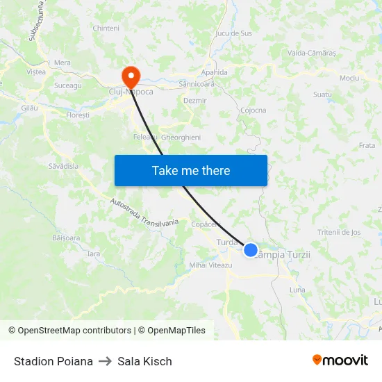 Stadion Poiana to Sala Kisch map