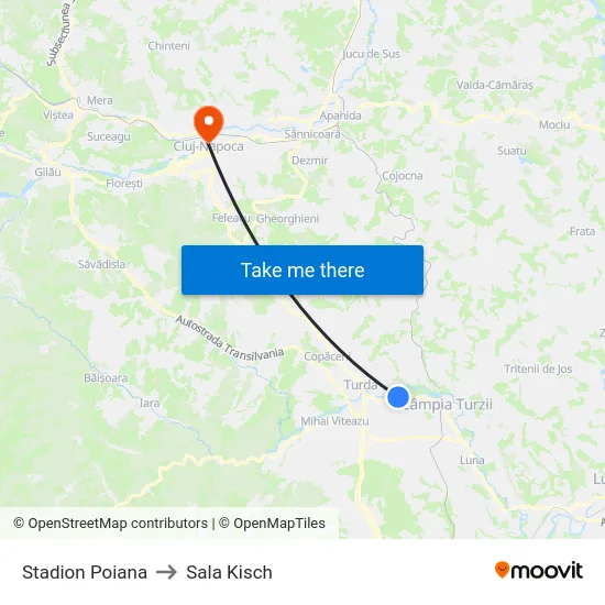 Stadion Poiana to Sala Kisch map