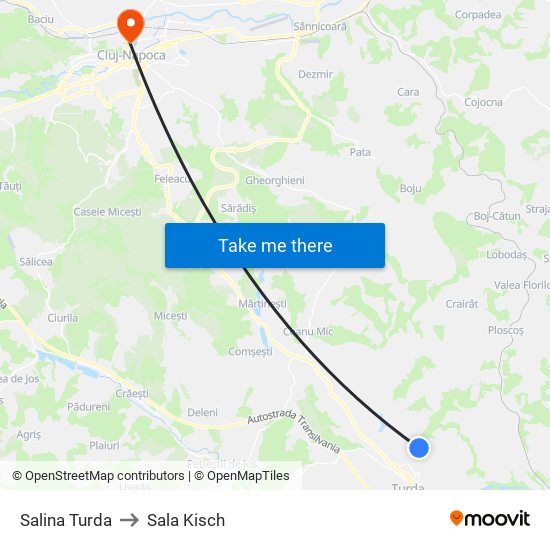 Salina Turda to Sala Kisch map