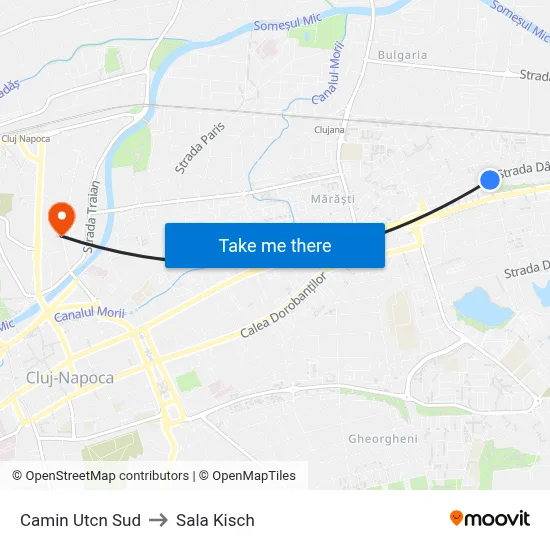 Camin Utcn Sud to Sala Kisch map