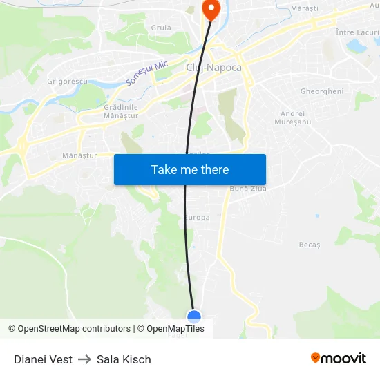 Dianei Vest to Sala Kisch map