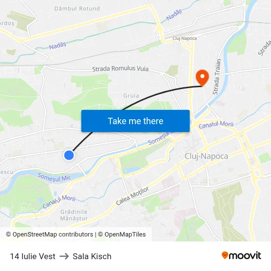 14 Iulie Vest to Sala Kisch map