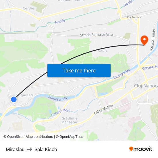 Mirăslău to Sala Kisch map