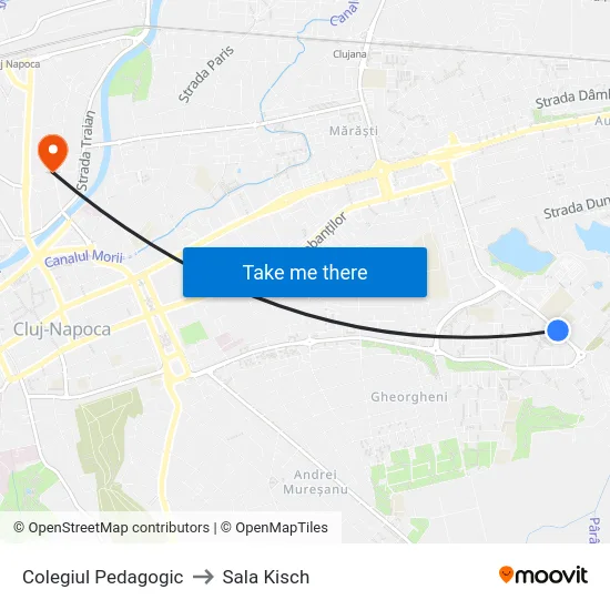 Colegiul Pedagogic to Sala Kisch map