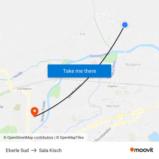 Ekerle Sud to Sala Kisch map