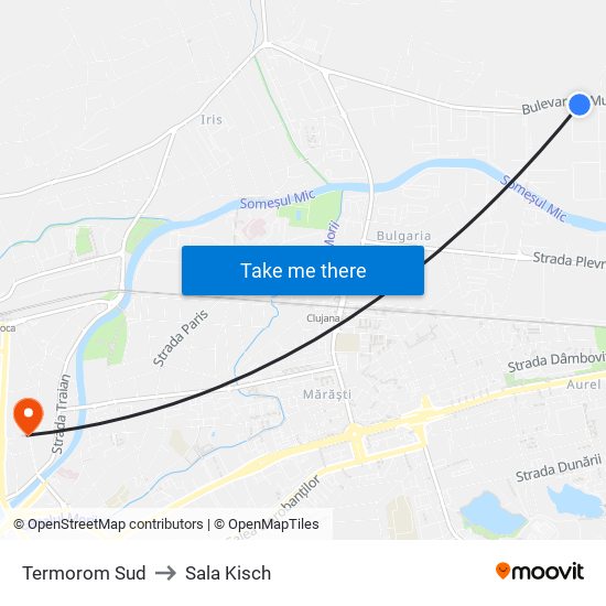 Termorom Sud to Sala Kisch map