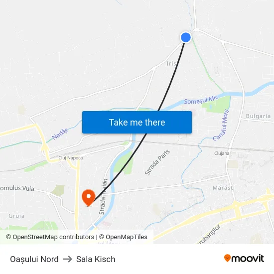 Oașului Nord to Sala Kisch map