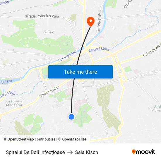 Spitalul De Boli Infecțioase to Sala Kisch map