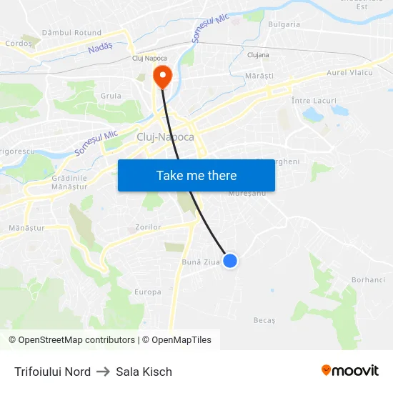 Trifoiului Nord to Sala Kisch map