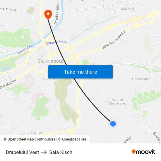 Drapelului Vest to Sala Kisch map