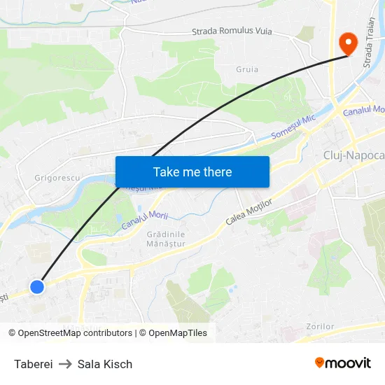 Taberei to Sala Kisch map