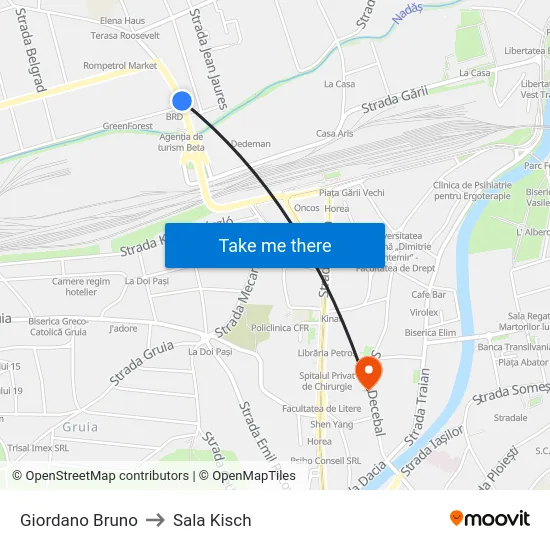 Giordano Bruno to Sala Kisch map