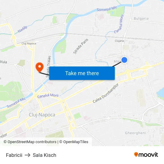 Fabricii to Sala Kisch map