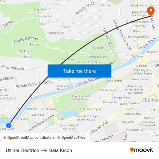 Uzinei Electrice to Sala Kisch map