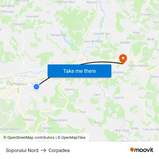 Soporului Nord to Corpadea map