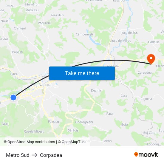 Metro Sud to Corpadea map