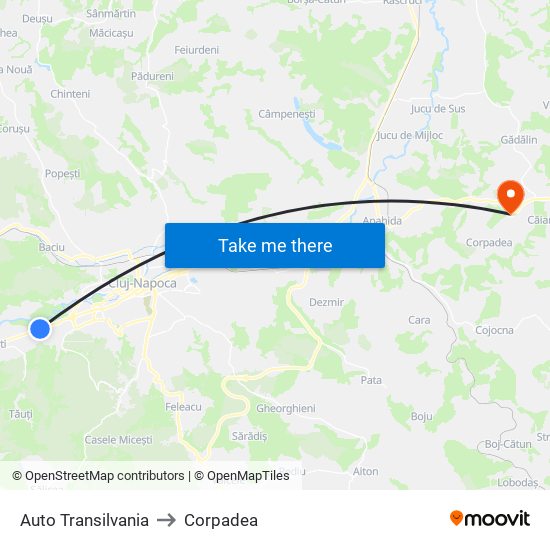 Auto Transilvania to Corpadea map