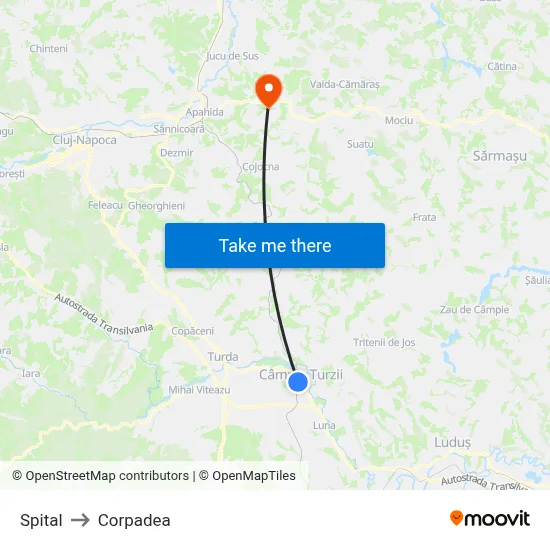 Spital to Corpadea map
