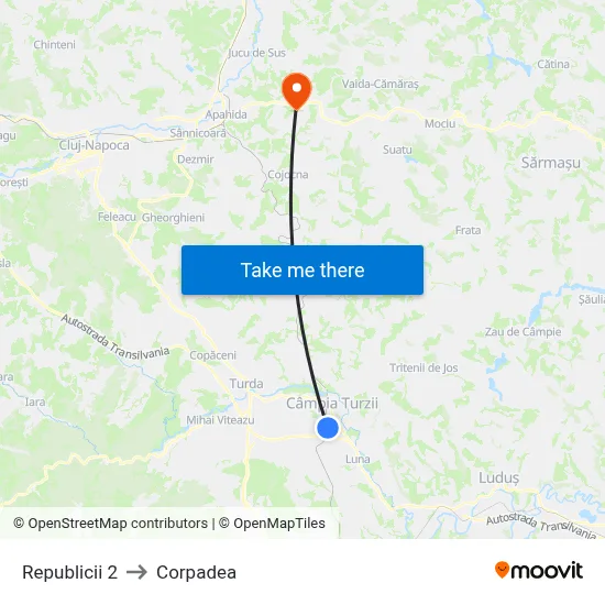 Republicii 2 to Corpadea map