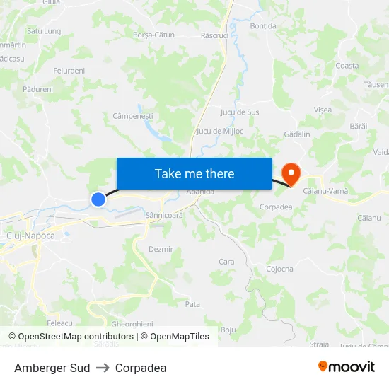 Amberger Sud to Corpadea map