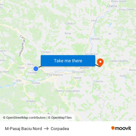 M-Pasaj Baciu Nord to Corpadea map