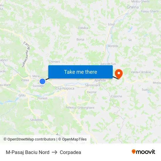M-Pasaj Baciu Nord to Corpadea map
