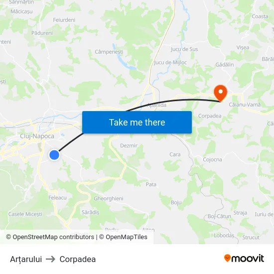 Arțarului to Corpadea map