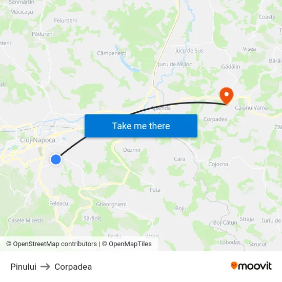 Pinului to Corpadea map