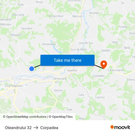 Oleandrului 32 to Corpadea map
