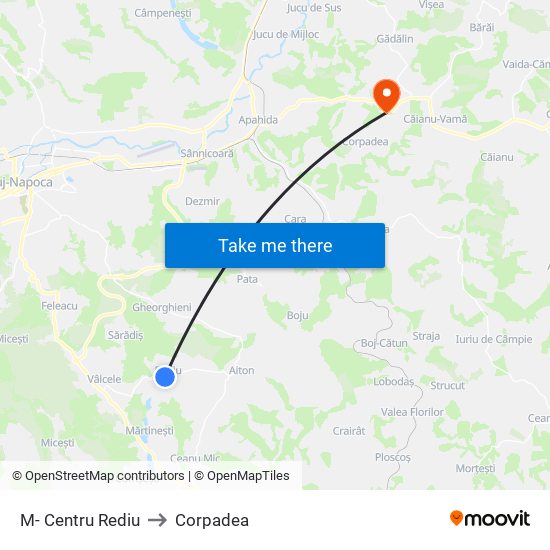 M- Centru Rediu to Corpadea map