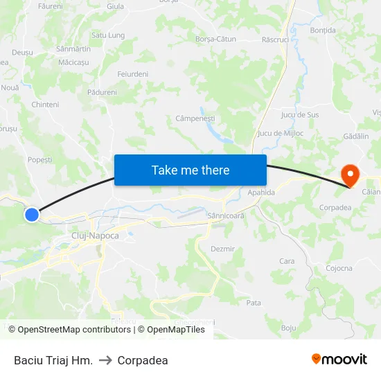 Baciu Triaj Hm. to Corpadea map