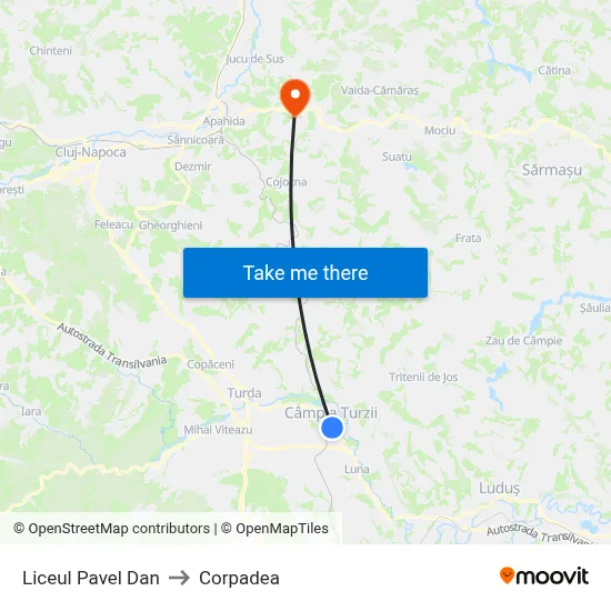 Liceul Pavel Dan to Corpadea map
