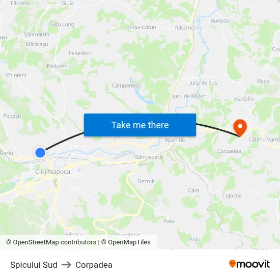 Spicului Sud to Corpadea map