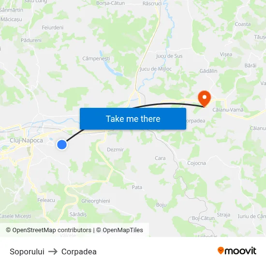 Soporului to Corpadea map