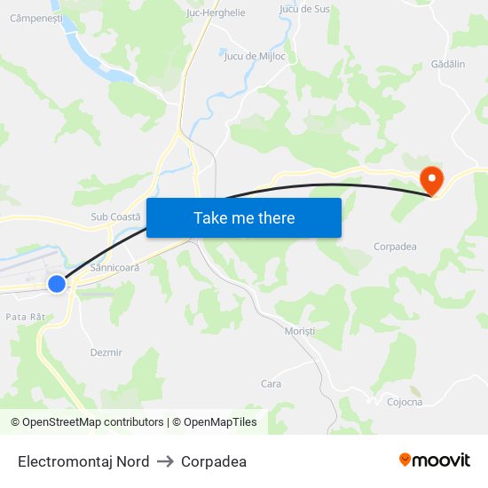Electromontaj Nord to Corpadea map