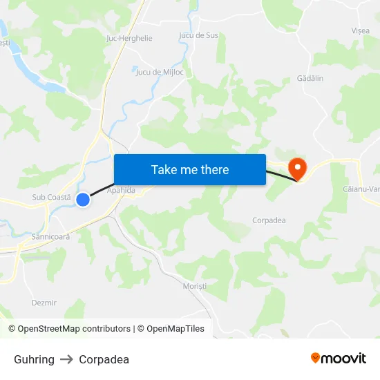 Guhring to Corpadea map