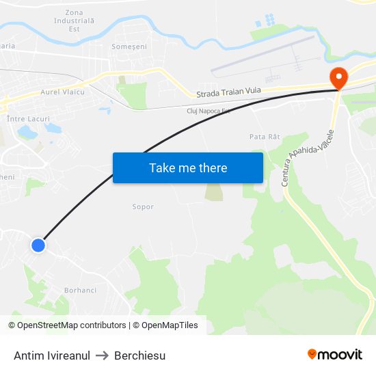 Antim Ivireanul to Berchiesu map