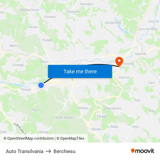 Auto Transilvania to Berchiesu map