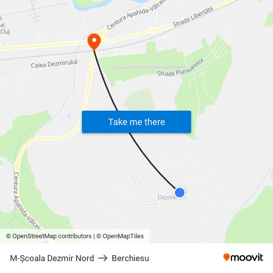 M-Școala Dezmir Nord to Berchiesu map