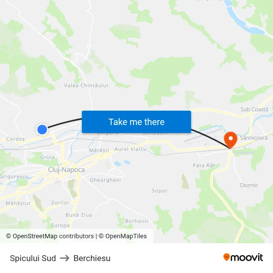Spicului Sud to Berchiesu map