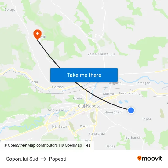 Soporului Sud to Popesti map