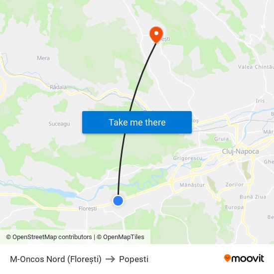 M-Oncos Nord (Florești) to Popesti map