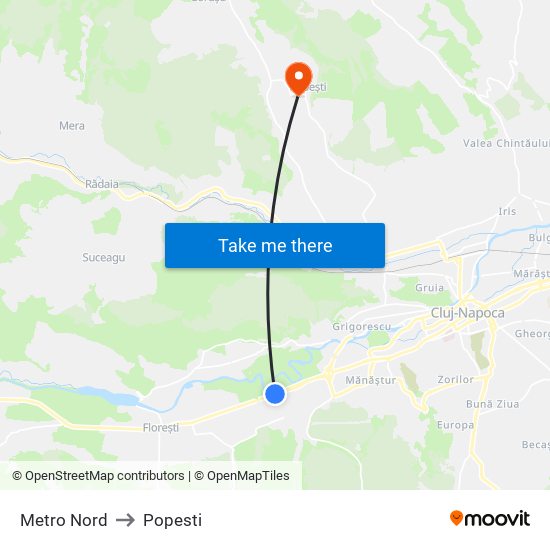 Metro Nord to Popesti map