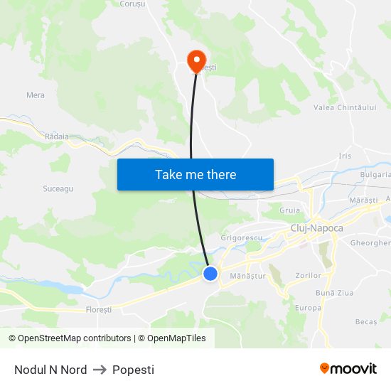 Nodul N Nord to Popesti map
